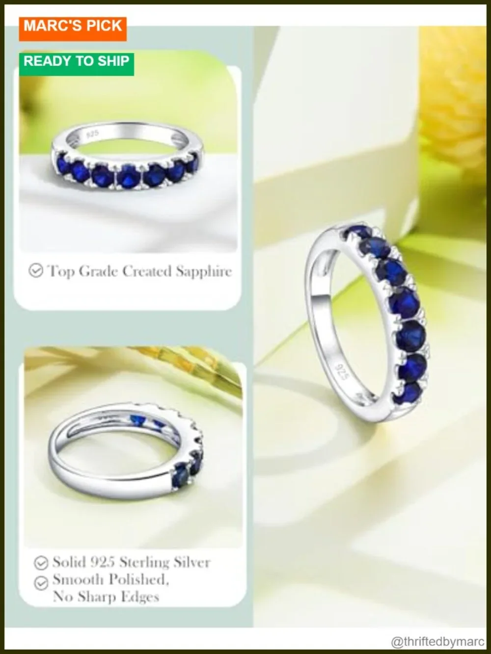 925 Sterling Silver Eternity Ring Created Sapphire Wedding Band